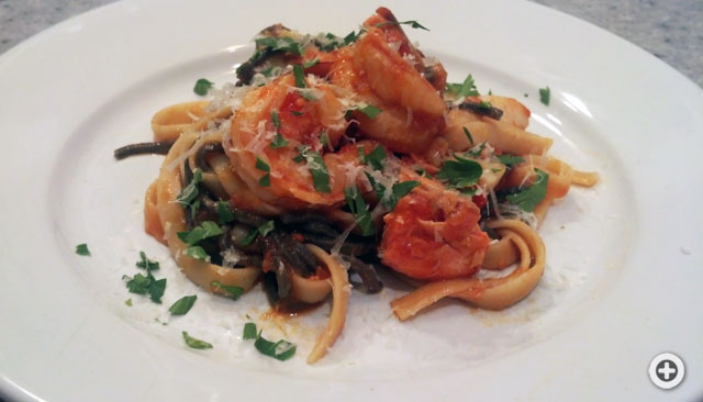 squid ink pasta and fettuccini seafood