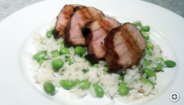 Thai Pork Tenderloin and Coconut Jasmine Rice with Edamame