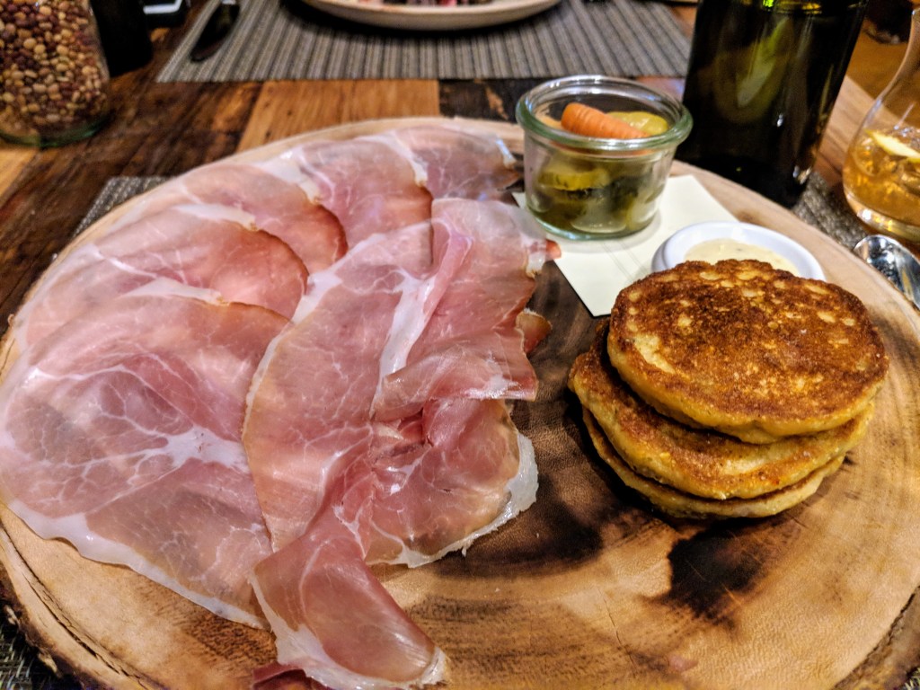 HUSK Cured Meats, Cherokee Bean Cake, HUSK Apple Mustard, Pickles