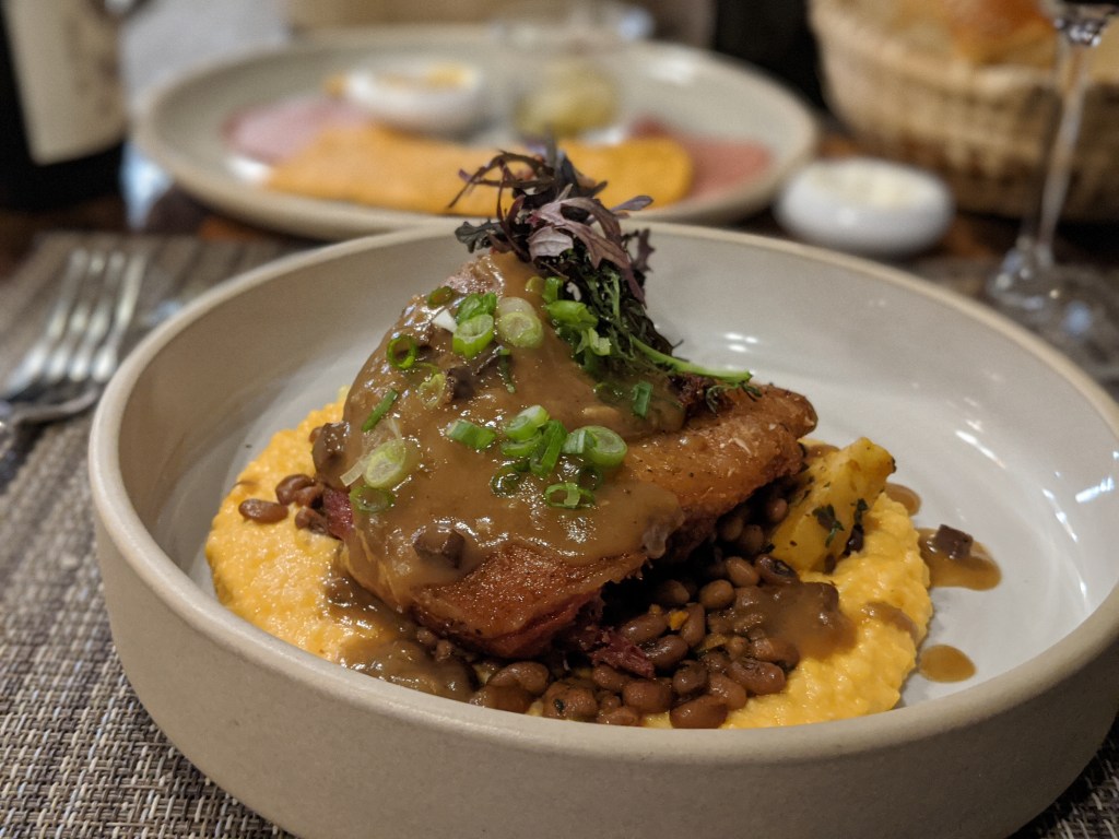VA Duck Leg, Grilled Sweet Potato, Sea Island Red Peas, Hurricane Creek Grits, Red-Eye Gravy 2