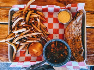 Catfish, burnt end bake beans and fries - May 18, 2019
