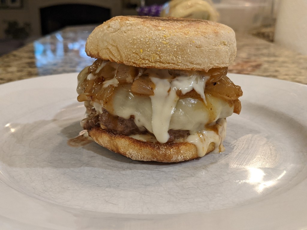 French Onion Soup Burger - close