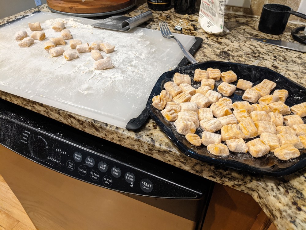 Sweet Potato Gnocchi Rolled and Cut