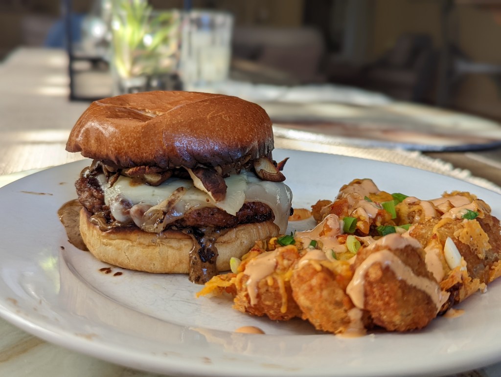 Local Shitake and Swiss Burger with Black Garlic and Soy Aioli