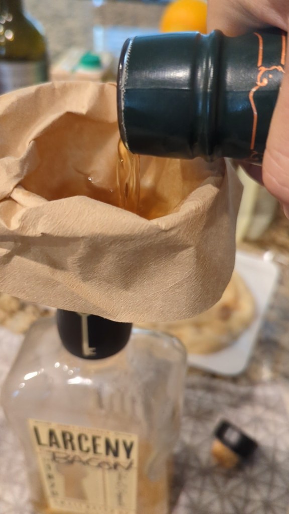 Filtering Bacon Fat for Bacon Infused Bourbon