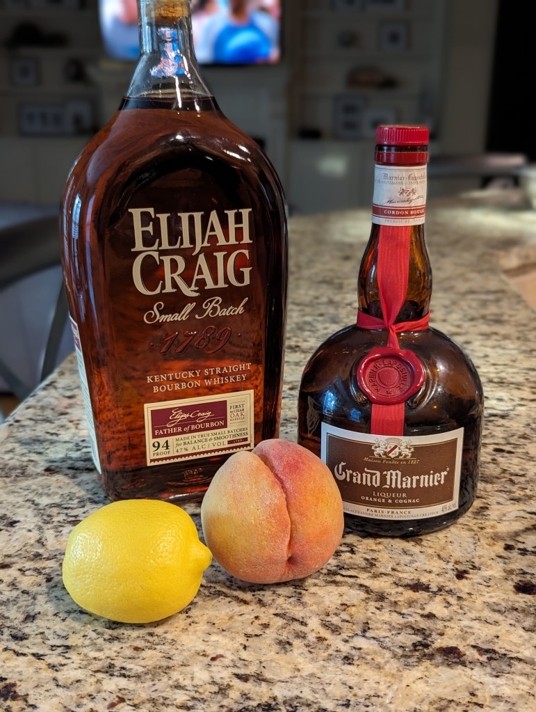 Bourbon Peach Grand Smash Cocktail - Ingredients