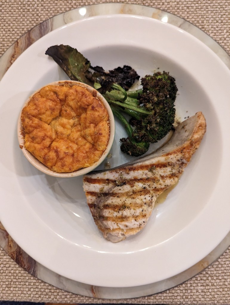 Grilled Sicilian Swordfish, Sweet Potato Sformato and Charred Broccoli - TOP