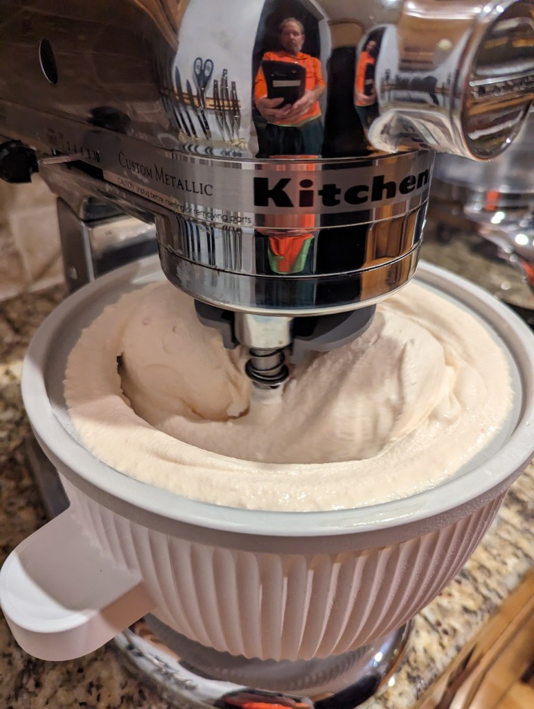Candy Cane and Peppermint Schnapps Ice Cream - Mixer