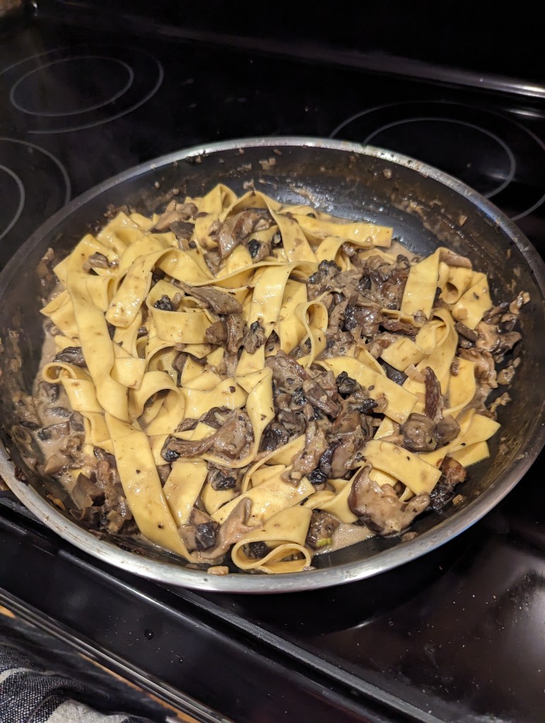 Creamy Mushroom Pappardelle - in the pan