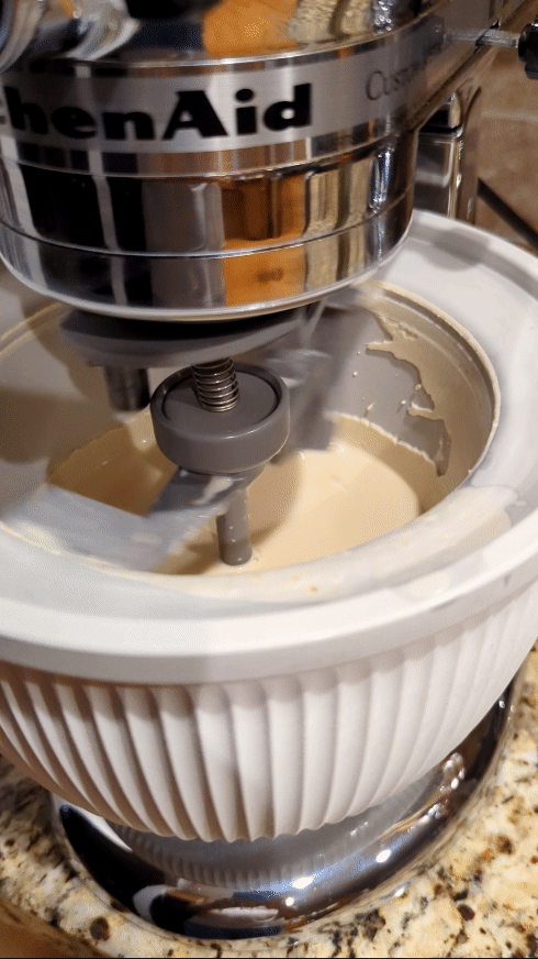 Fresh Local South Carolina Peach Ice Cream, just getting started.