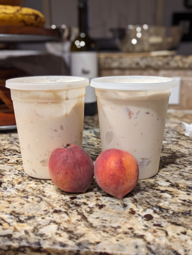 Peach Ice Cream ready to freeze - portrait