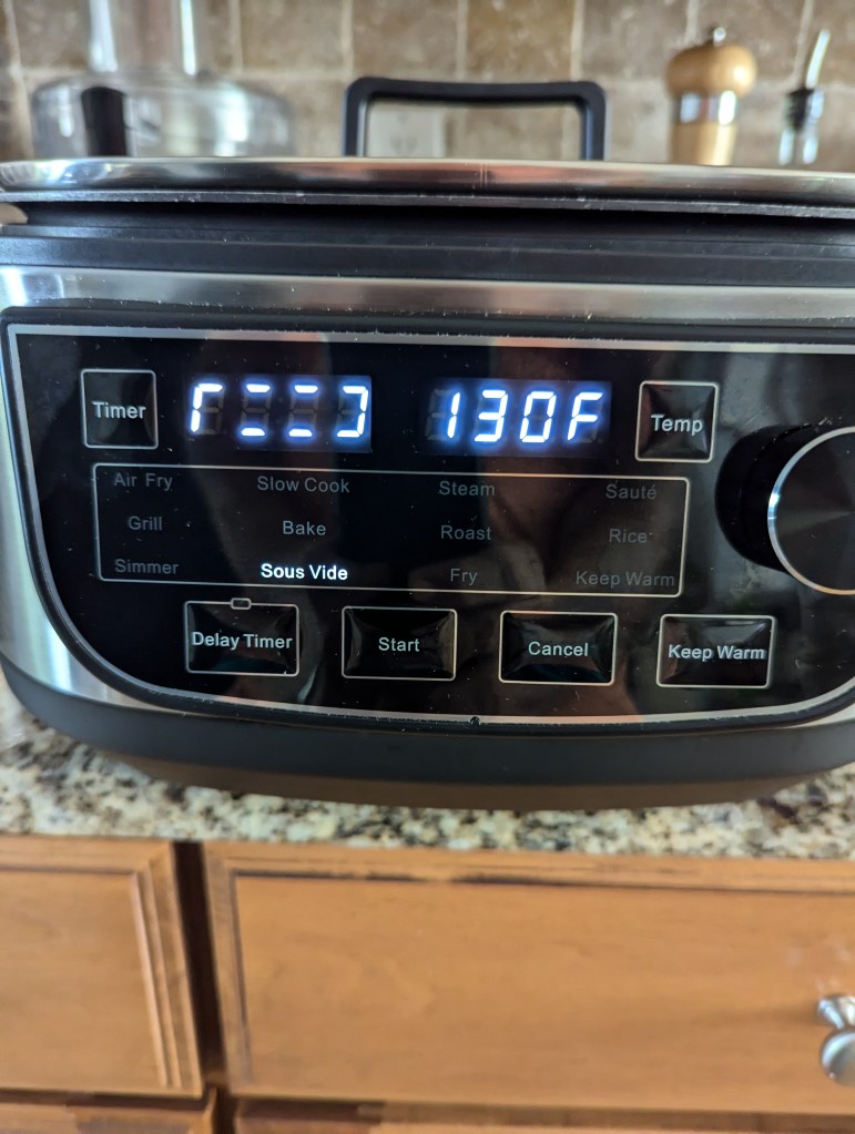 Sous Vide Carolina Swordfish at 130F for 30 min.