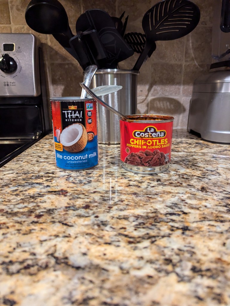 Lite coconut milk and Chipotle peppers in Adobo Sauce