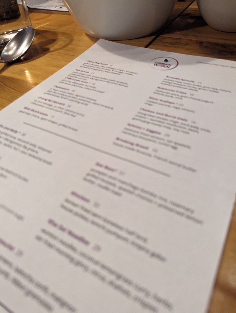Menu at Urban Wren