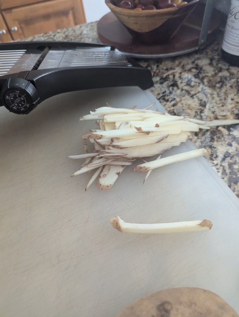 Skinny potato slices, with mandolin