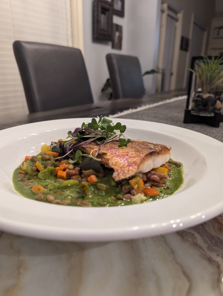 Red Snapper, Sea Island Red Peas, Fennel, Lunchbox Peppers, Herb Pistou - Portrait2