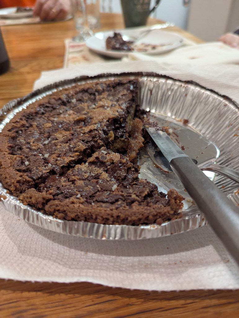 Enjoying our Bourbon, Dark Chocolate, Brown Sugar, and Maple Brownie Pie