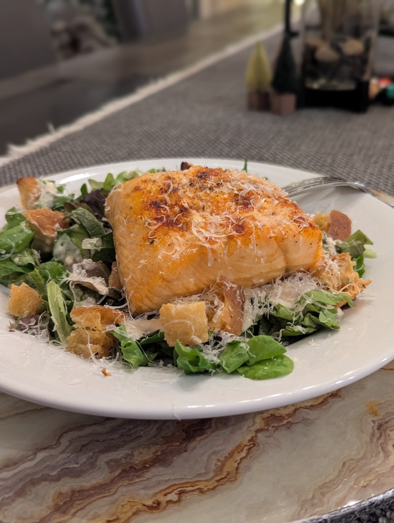 Air Fried Salmon and Caesar Salad