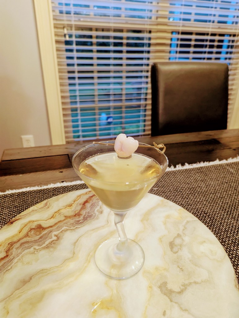 White Lotus (Lychee Vesper) Martini with Garnish - Top