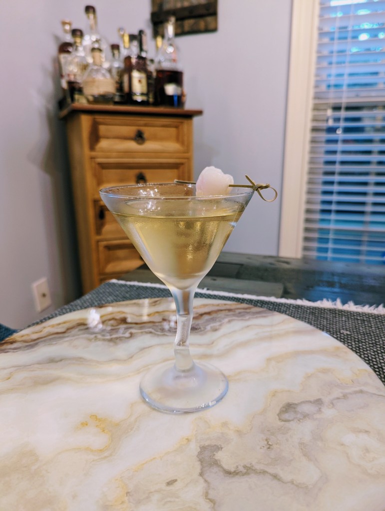 White Lotus (Lychee Vesper) Martini with Garnish - Portrait