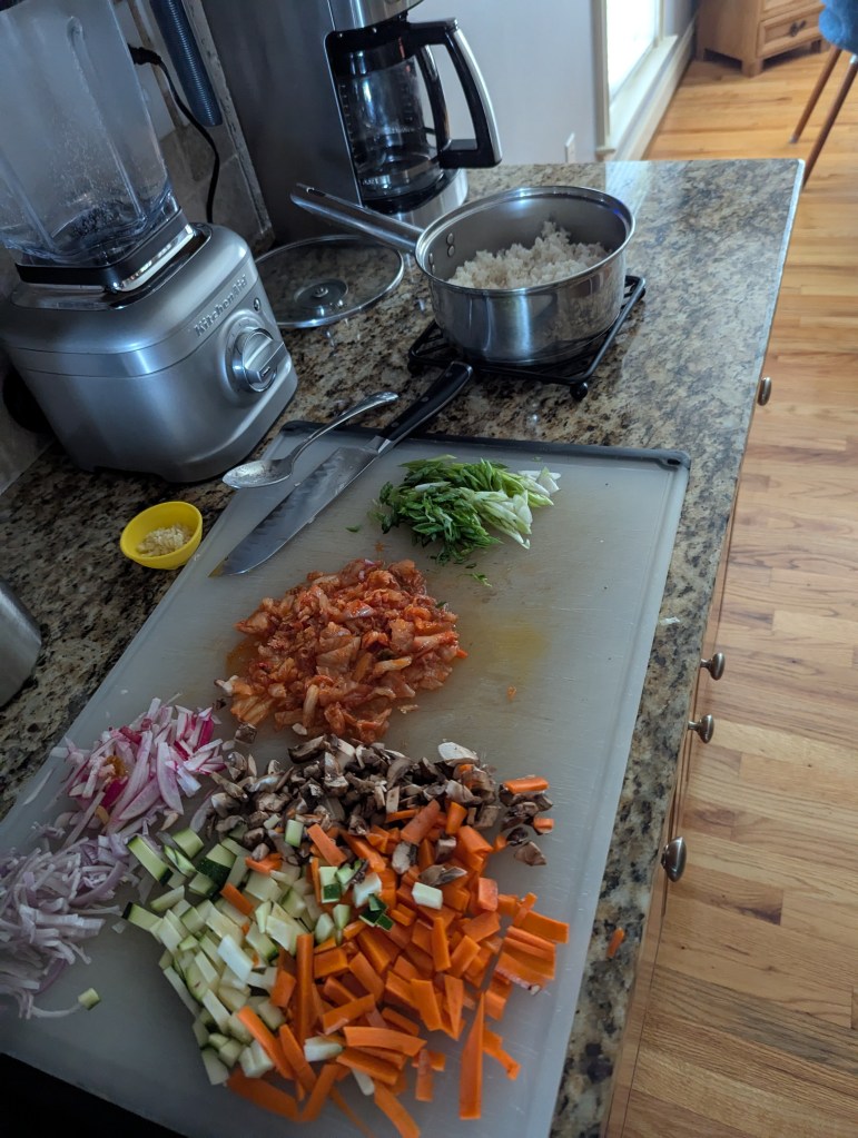 Carolina Gold Rice and Mise en place for Fried Rice