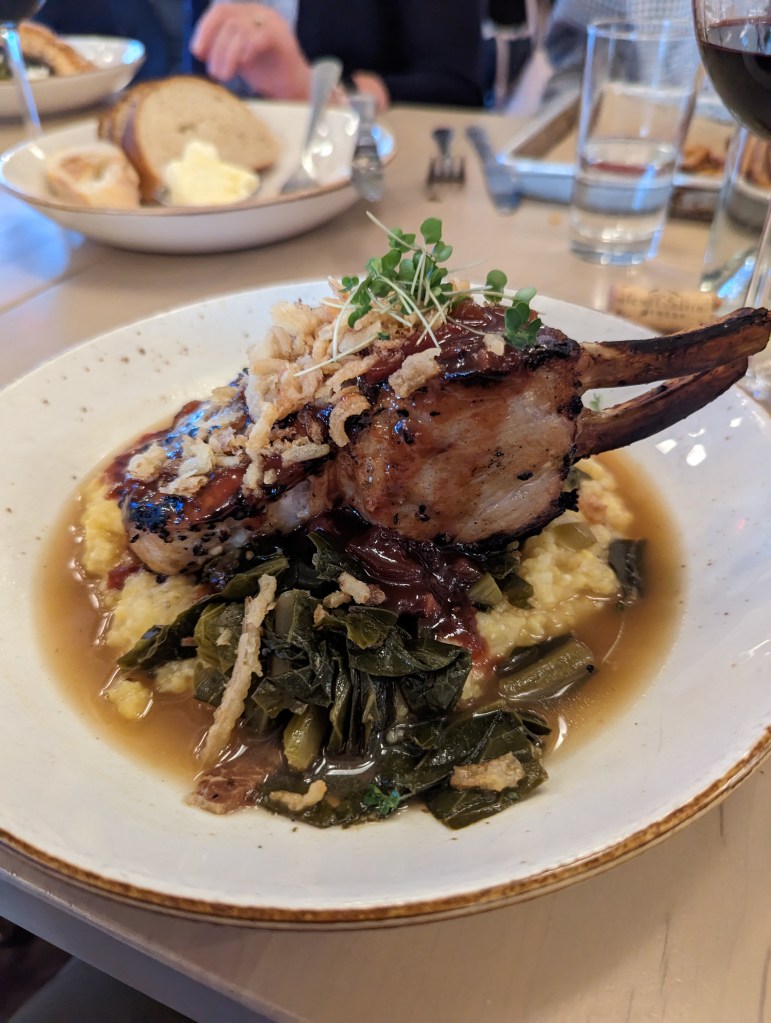 Double Pork Chop, Collards and Grits - Fork and Plough