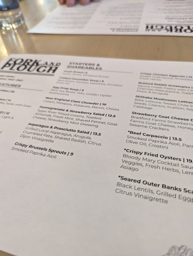 Dinner Menu - Fork & Plough 2024