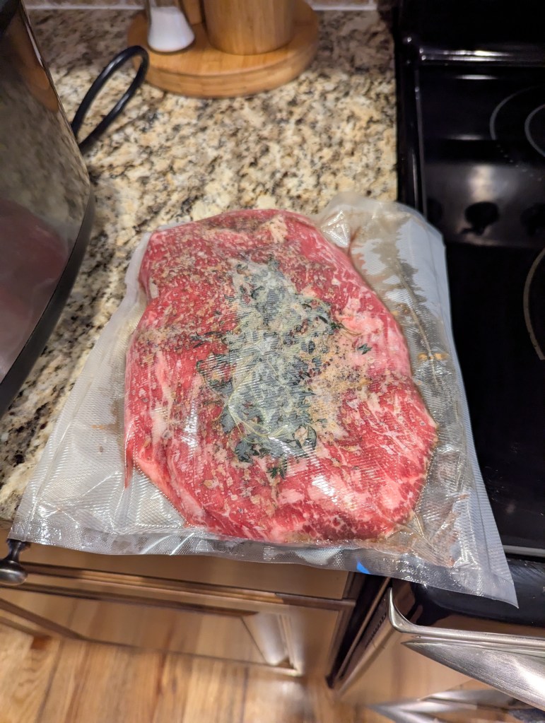 Frozen Flank Steak before sous vide