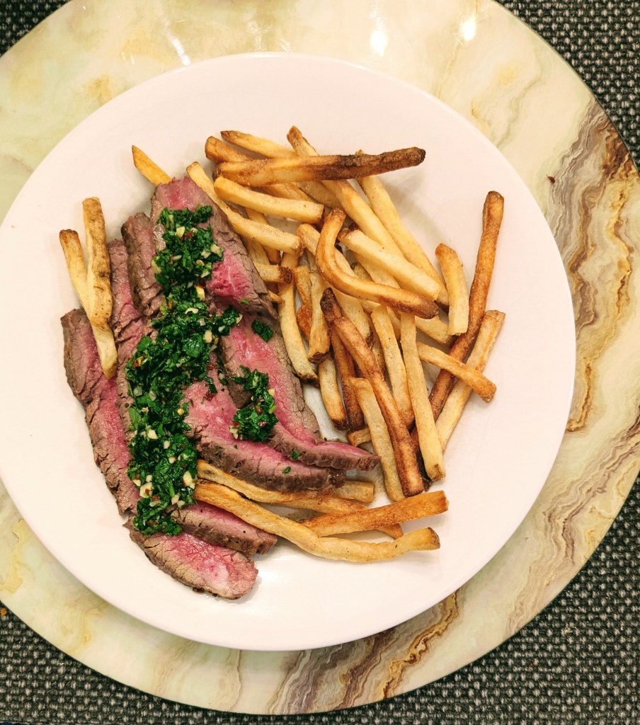 Sous Vide Flank Steak Frites with Chimichurri - Top