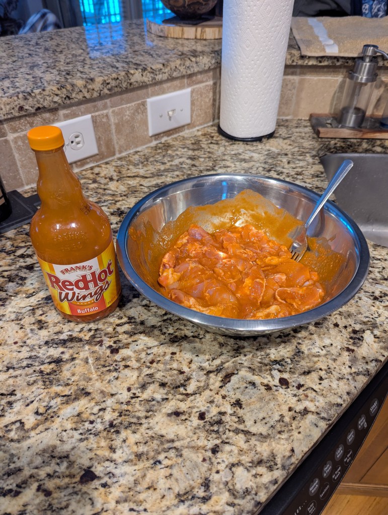 Air Fried Buffalo Chicken Thighs - Marinade