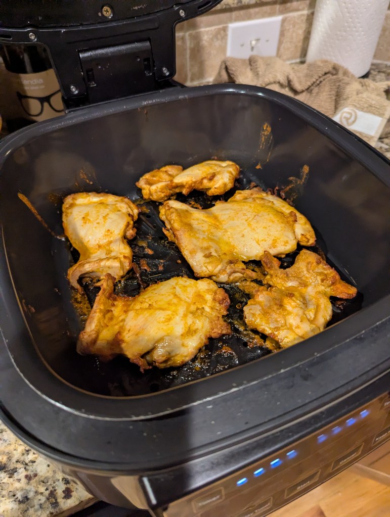 Air Fried Buffalo Chicken Thighs - In the Fryer