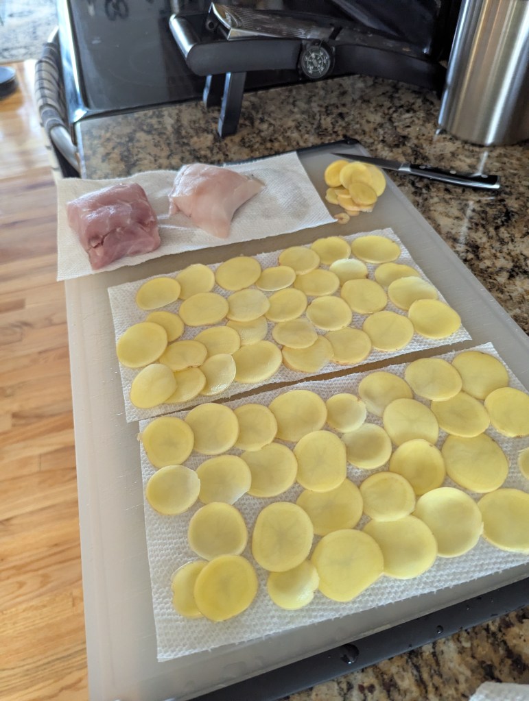 Tilefish from South Carolina with thin sliced potatoes